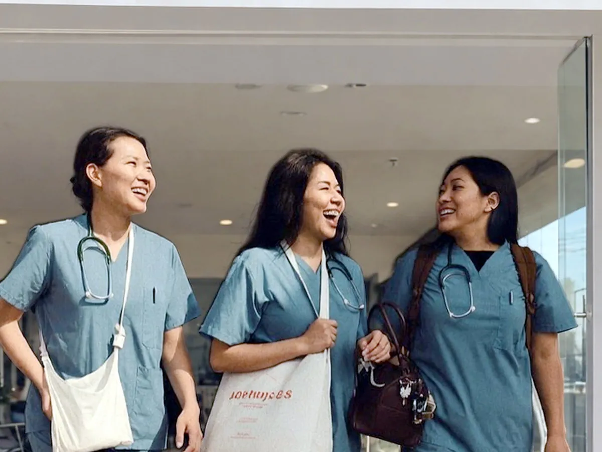 Filipino nurses arriving for a morning shift at a hospital