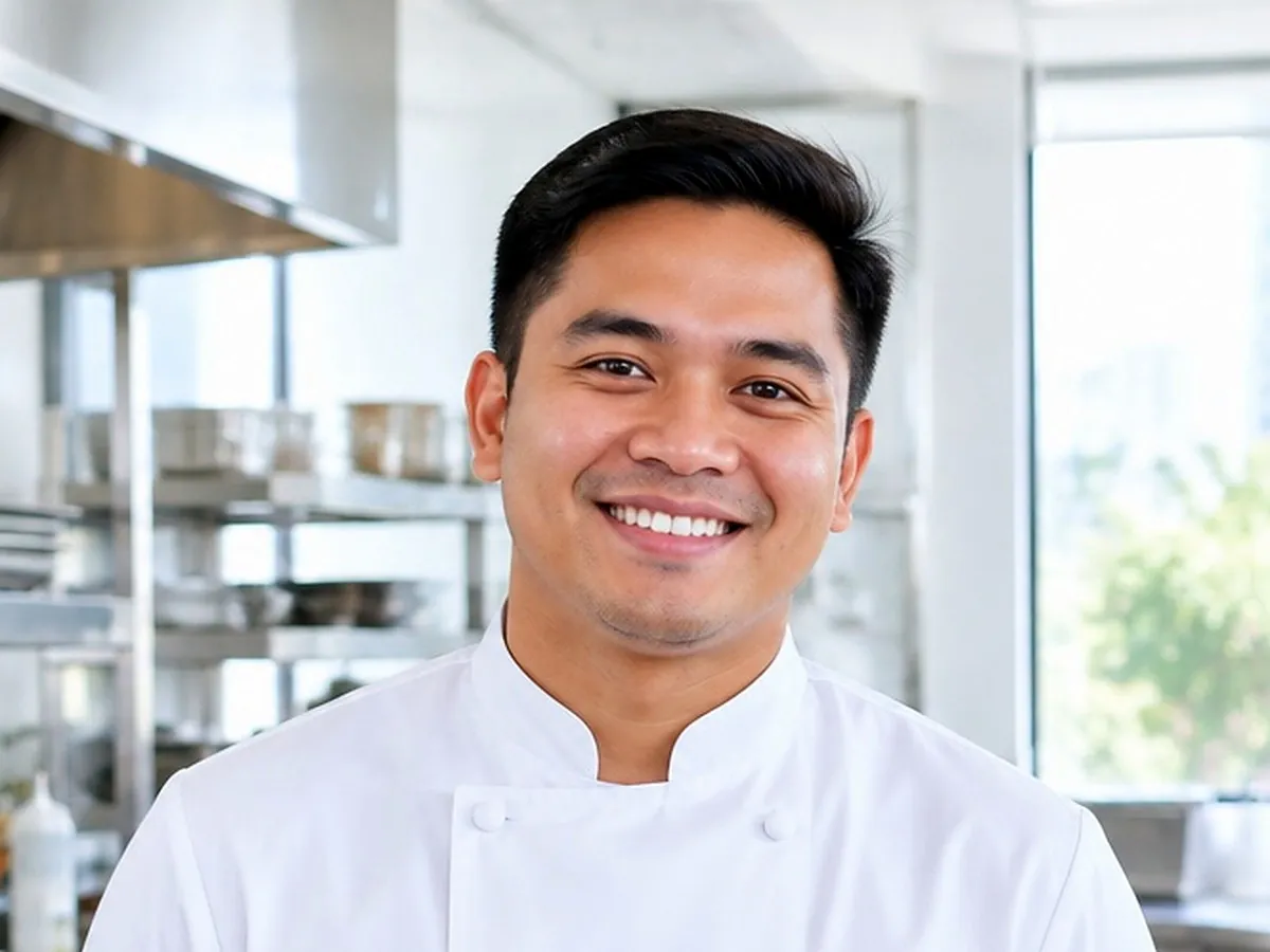 Filipino cook at work in a hotel kitchen